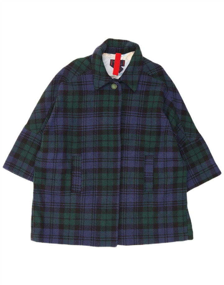 Vintage Womens Overcoat UK 18 XL Navy Blue Check