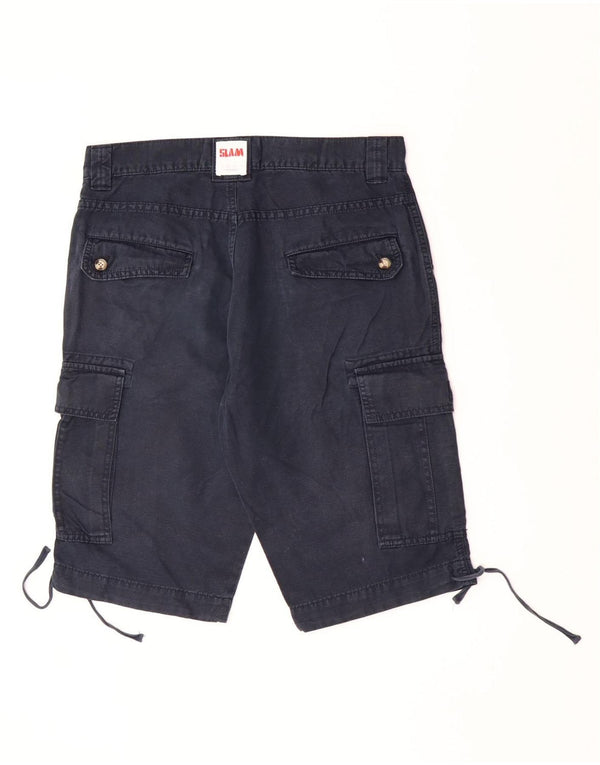 Slam Mens Cargo Shorts IT 46 Small W30  Navy Blue Cotton