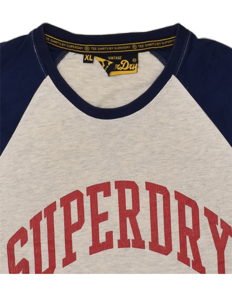 SUPERDRY Mens Graphic T-Shirt Top XL Grey Colourblock Cotton | Vintage Superdry | Thrift | Second-Hand Superdry | Used Clothing | Messina Hembry 