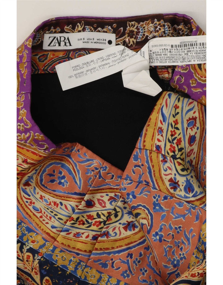 Zara Womens Mini Skirt Small W26 Multicoloured Paisley Polyester