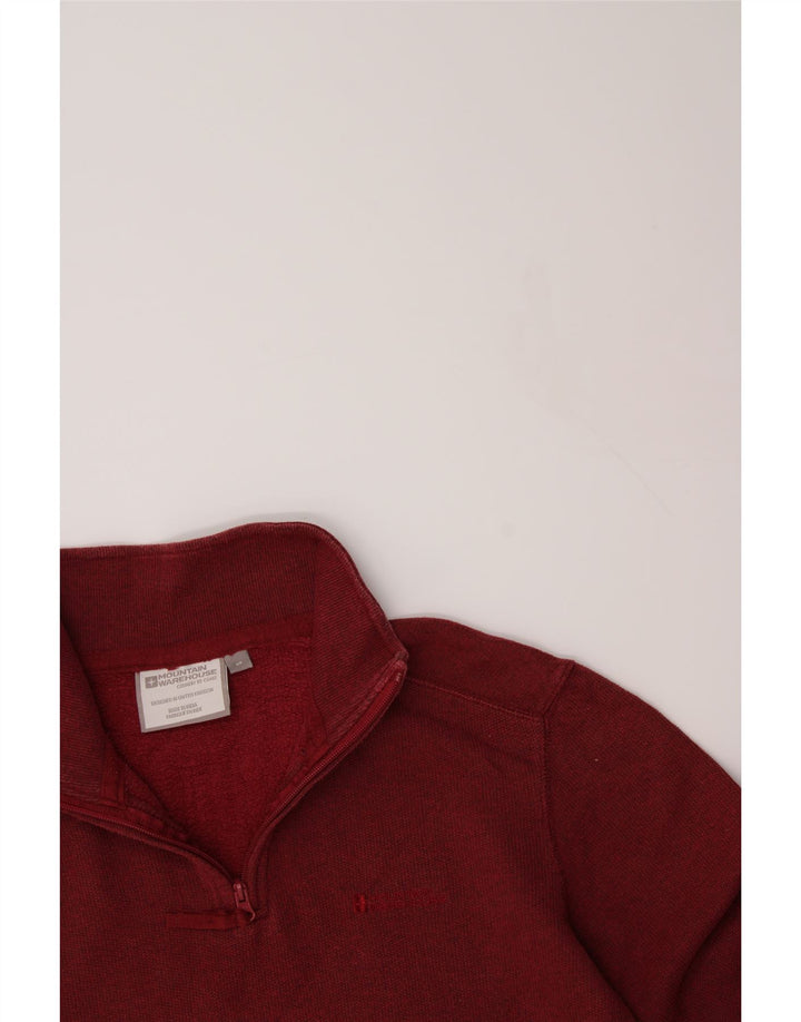 MOUNTAIN WAREHOUSE Mens Zip Neck Sweatshirt Jumper Small Burgundy Cotton Vintage Mountain Warehouse and Second-Hand Mountain Warehouse from Messina Hembry 