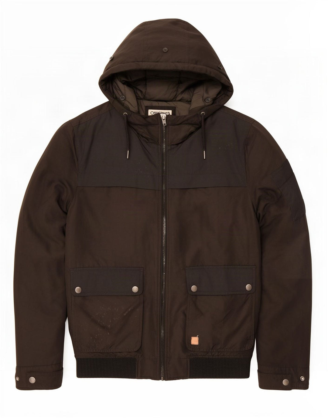 Jack & Jones Mens Hooded Bomber Jacket UK 40 Large Black Polyester