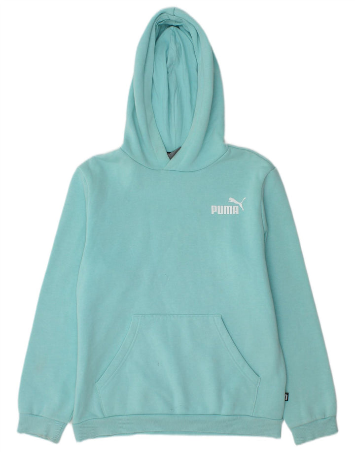 Puma Boys Hoodie Jumper 13-14 Years Blue Cotton
