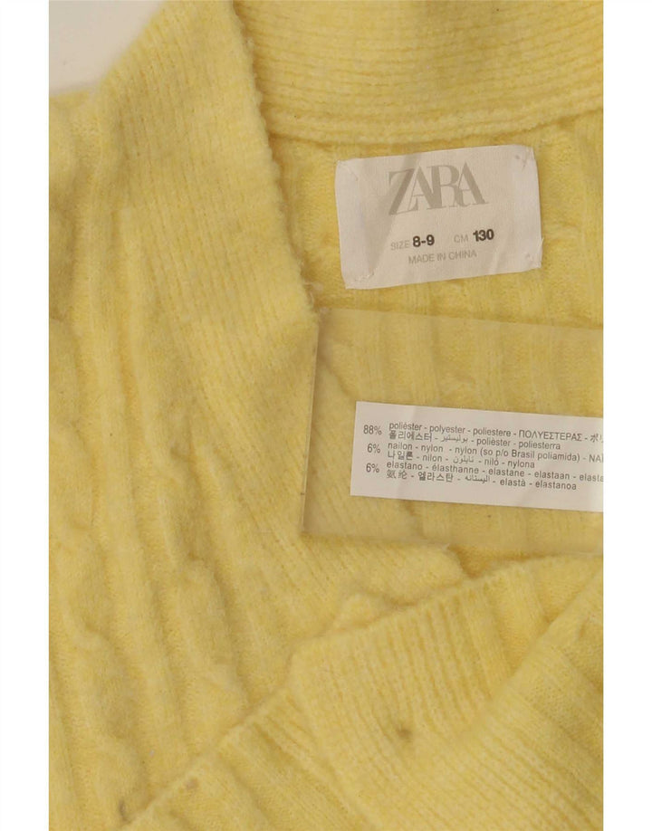 Zara Girls Crop Cardigan Sweater 8-9 Years Yellow Polyester
