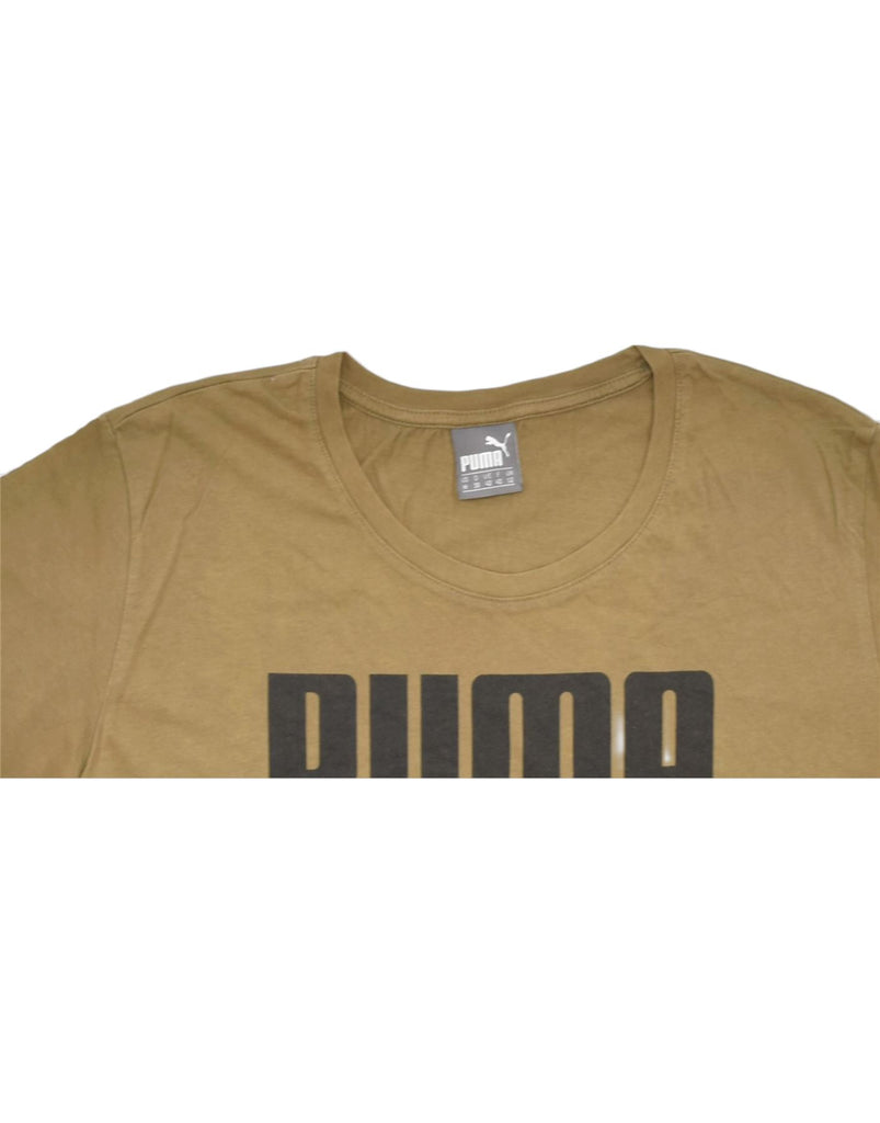 PUMA Womens Graphic T-Shirt Top UK 12 Medium Brown Cotton | Vintage | Thrift | Second-Hand | Used Clothing | Messina Hembry 