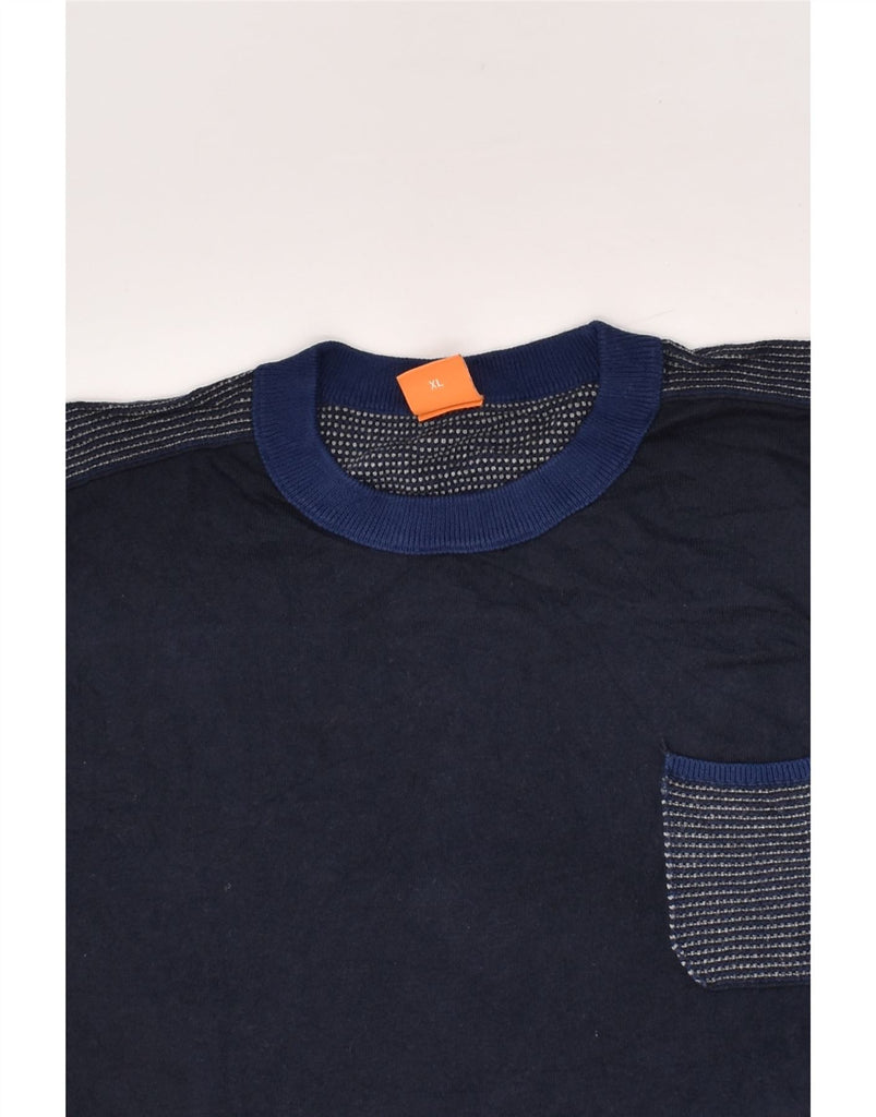 HUGO BOSS Mens Slim Fit Crew Neck Jumper Sweater XL Navy Blue Cotton | Vintage Hugo Boss | Thrift | Second-Hand Hugo Boss | Used Clothing | Messina Hembry 