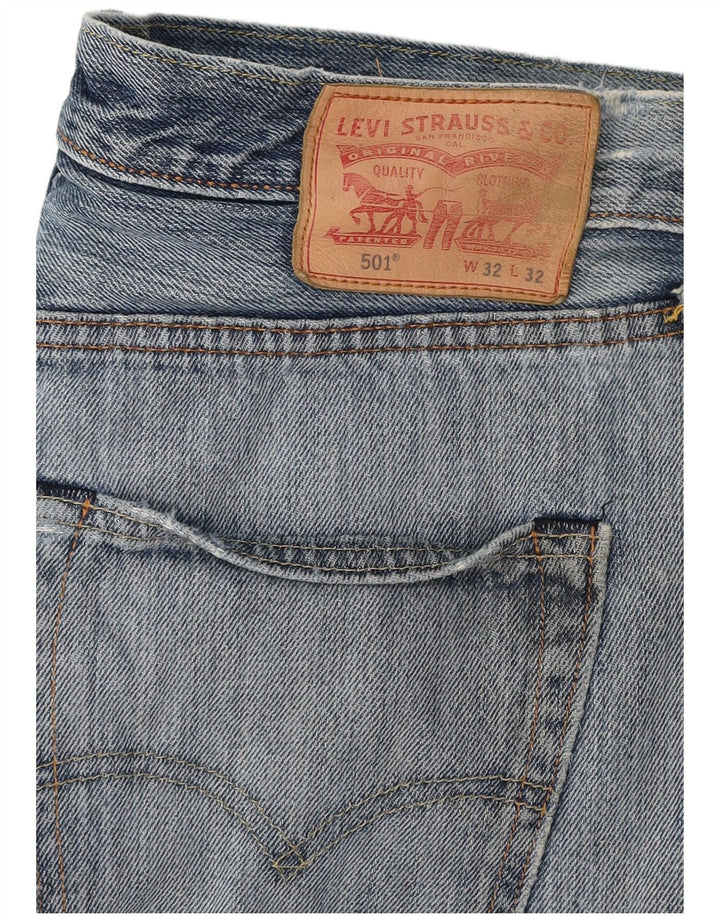 Levi's Mens 501 Distressed Denim Shorts W32 Medium Blue Cotton