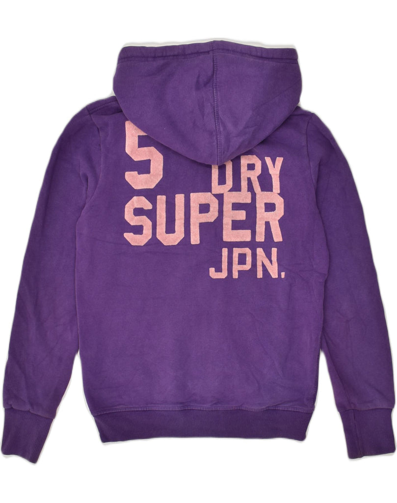 SUPERDRY Womens Graphic Zip Hoodie Sweater Uk 14 Medium Purple Cotton | Vintage Superdry | Thrift | Second-Hand Superdry | Used Clothing | Messina Hembry 