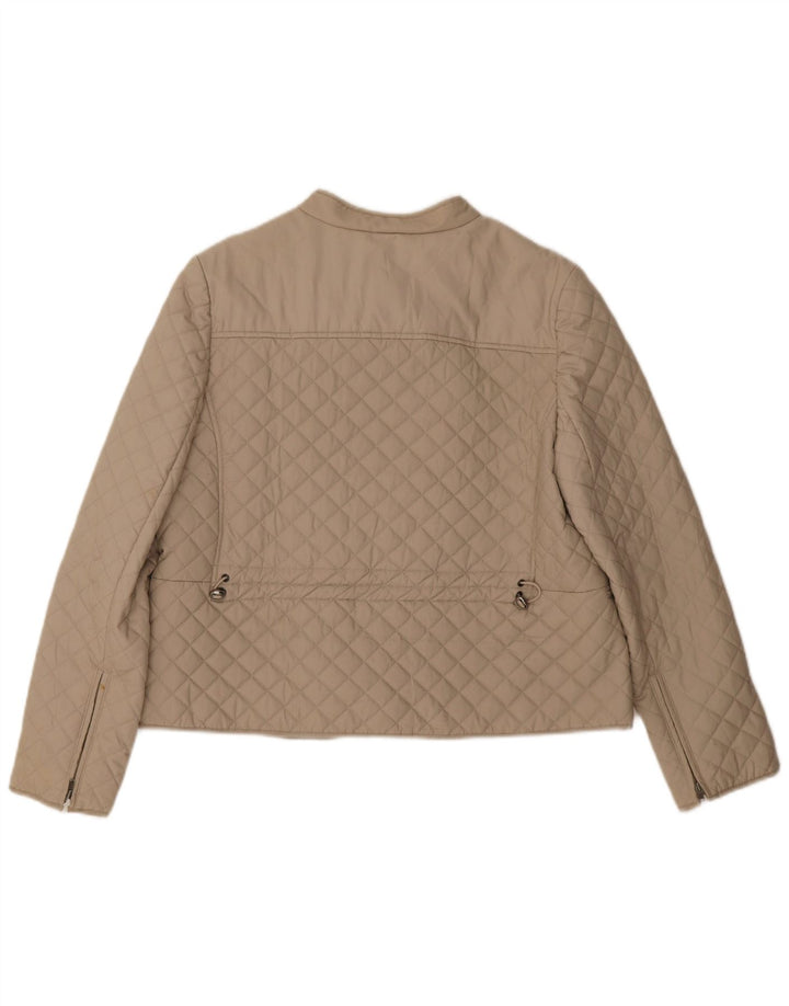Hobbs Womens Crop Quilted Jacket UK 16 Large Beige Cotton
