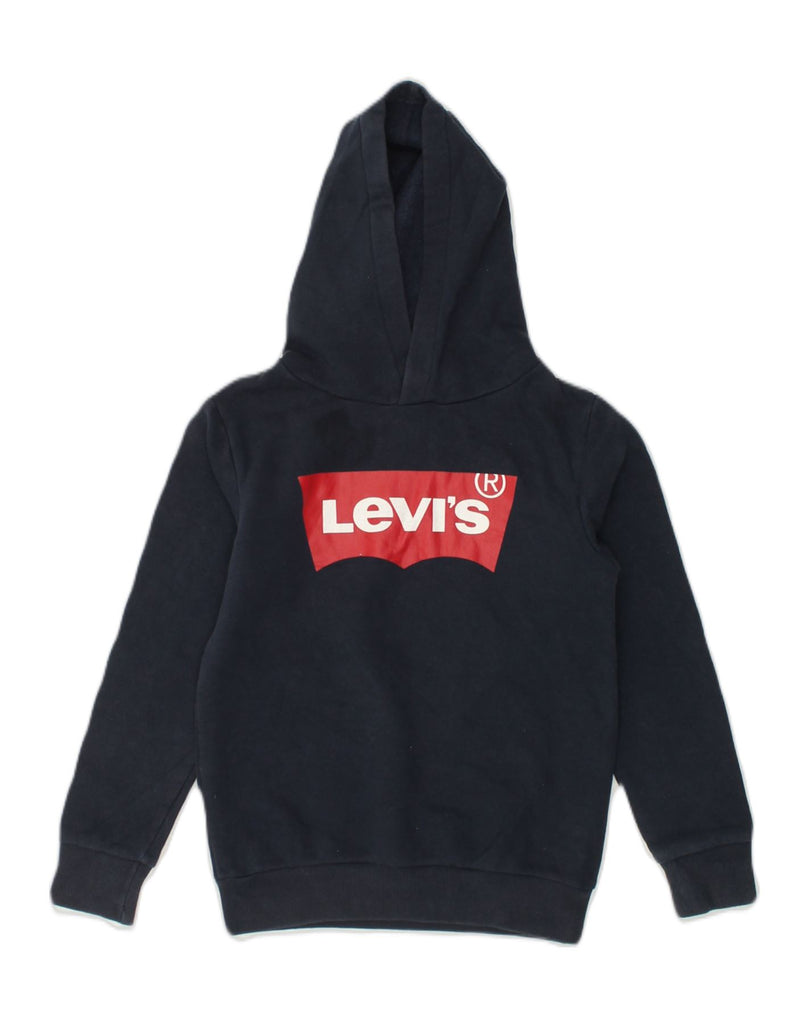 LEVI'S Boys Graphic Hoodie Jumper 8-9 Years Medium Navy Blue Cotton | Vintage Levi's | Thrift | Second-Hand Levi's | Used Clothing | Messina Hembry 