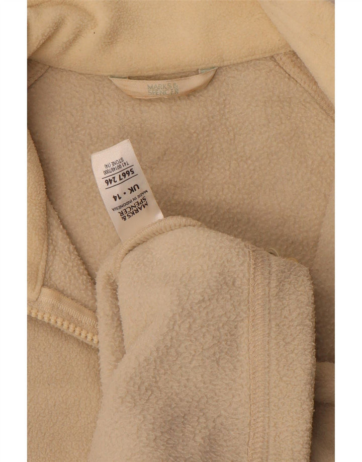 Marks & Spencer Womens Fleece Jacket UK 14 Large Beige Polyester