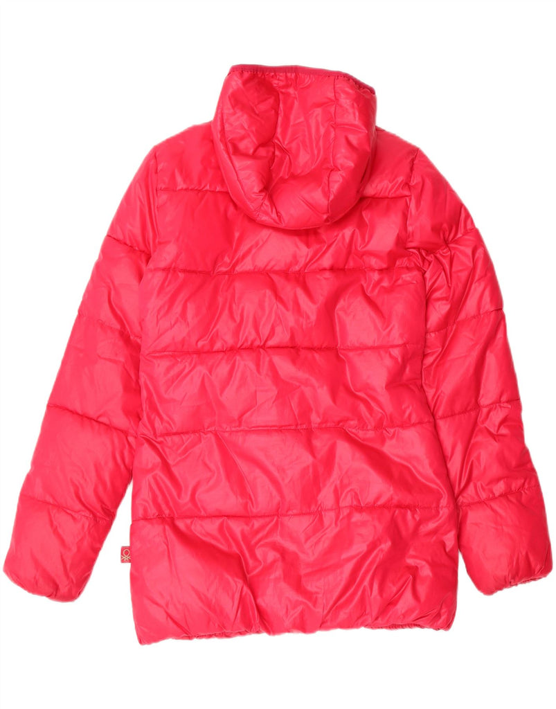 BENETTON Girls Hooded Padded Jacket 11-12 Years 2XL Pink Polyester Vintage Benetton and Second-Hand Benetton from Messina Hembry 