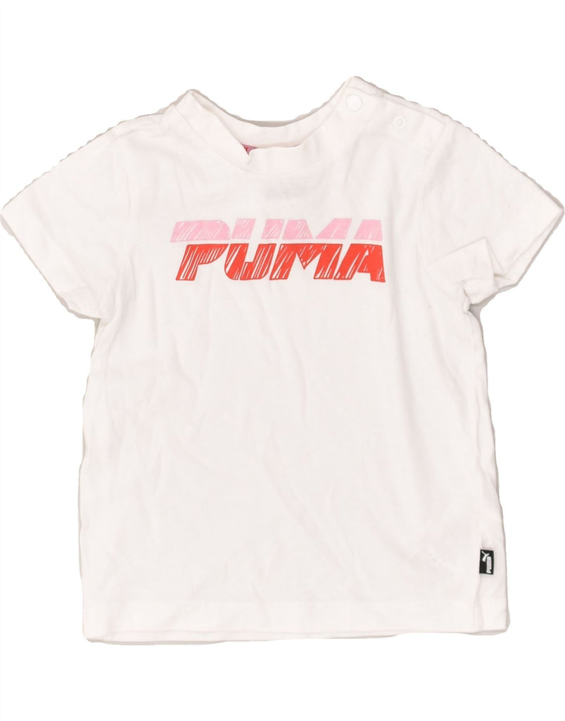 PUMA Baby Girls Graphic T-Shirt Top 12-18 Months White Cotton | Vintage Puma | Thrift | Second-Hand Puma | Used Clothing | Messina Hembry 