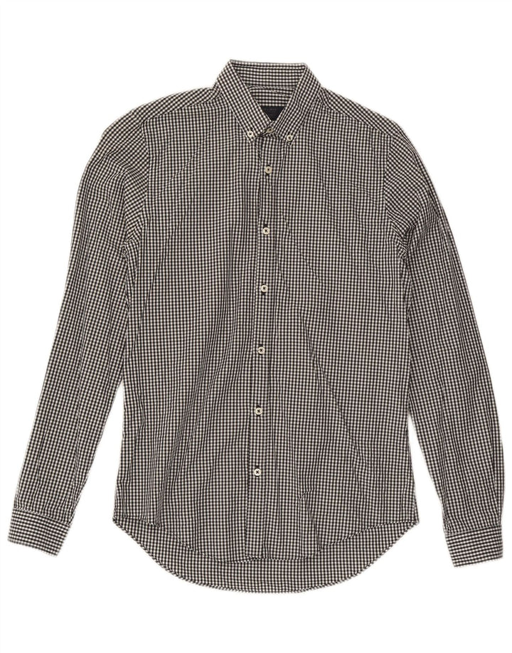 Zara Mens Slim Fit Shirt Small Black Gingham
