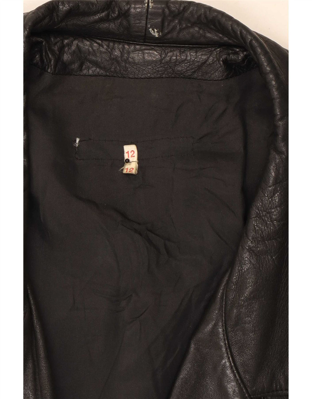 Vintage Womens Oversized Leather Coat UK 12 Medium Black