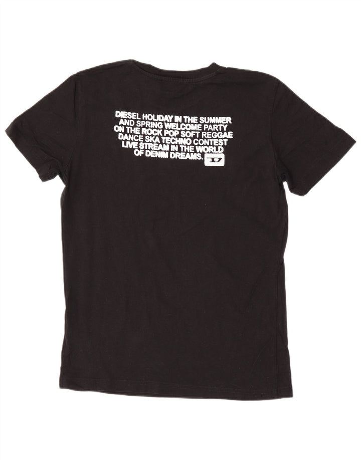 Diesel Mens Graphic T-Shirt Top Small Black Cotton