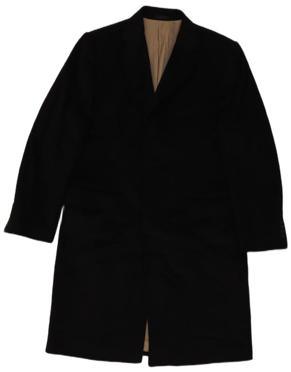 Marks & Spencer Mens Overcoat UK 38 Medium Navy Blue Wool