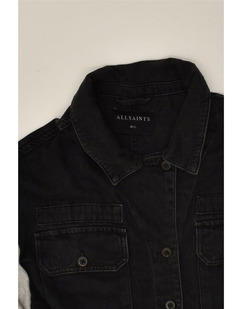 ALL SAINTS Womens Oversized Distressed Denim Jacket UK 16 Large Black | Vintage All Saints | Thrift | Second-Hand All Saints | Used Clothing | Messina Hembry 