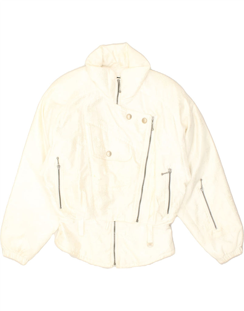 VINTAGE Womens Oversized Bomber Jacket US 12 Large White Nylon | Vintage Vintage | Thrift | Second-Hand Vintage | Used Clothing | Messina Hembry 