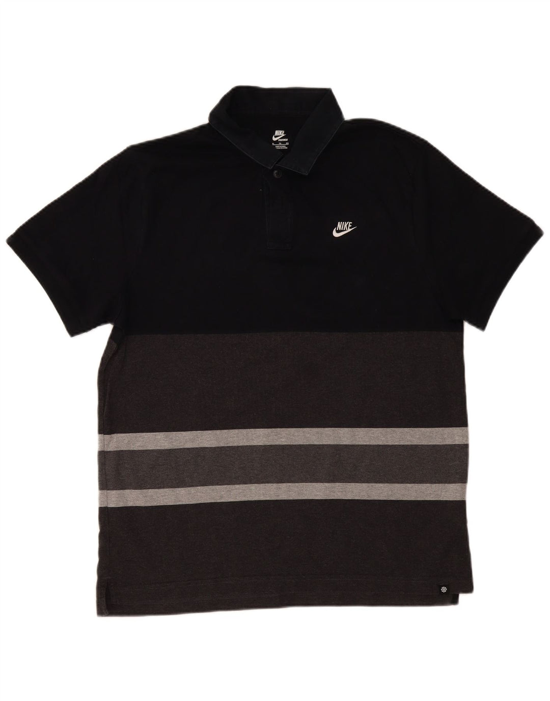 Nike Mens Polo Shirt XL Black Striped Cotton