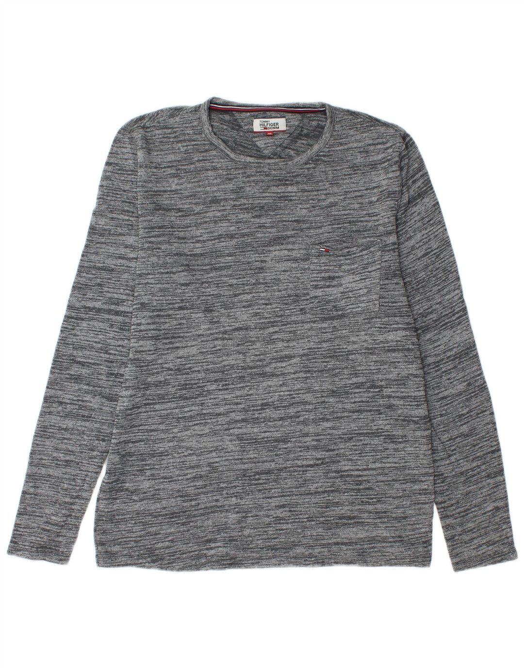 Tommy Hilfiger Mens Crew Neck Jumper Sweater XL Grey Flecked Cotton
