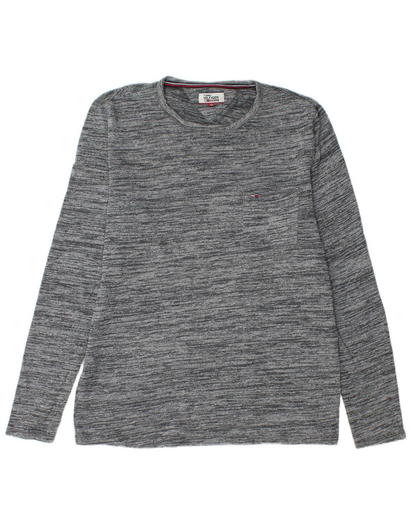 Tommy Hilfiger Mens Crew Neck Jumper Sweater XL Grey Flecked Cotton