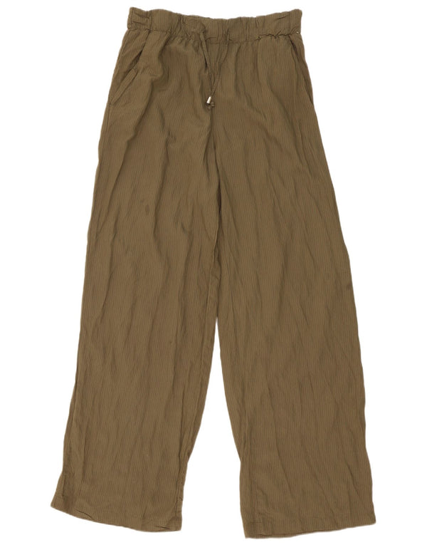 Zara Womens High Waist Chino Trousers Medium W30 L32 Khaki Pinstripe