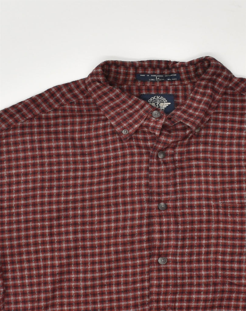 DOCKERS Mens Shirt Large Red Check Cotton | Vintage Dockers | Thrift | Second-Hand Dockers | Used Clothing | Messina Hembry 