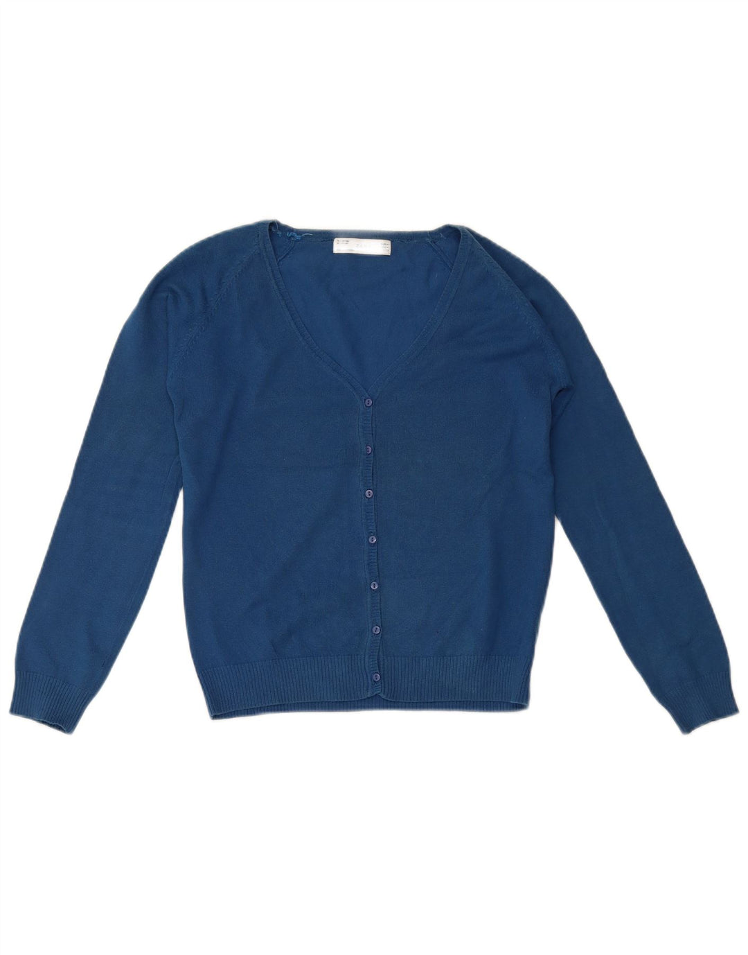 Zara Womens Cardigan Sweater UK 12 Medium Blue Cotton