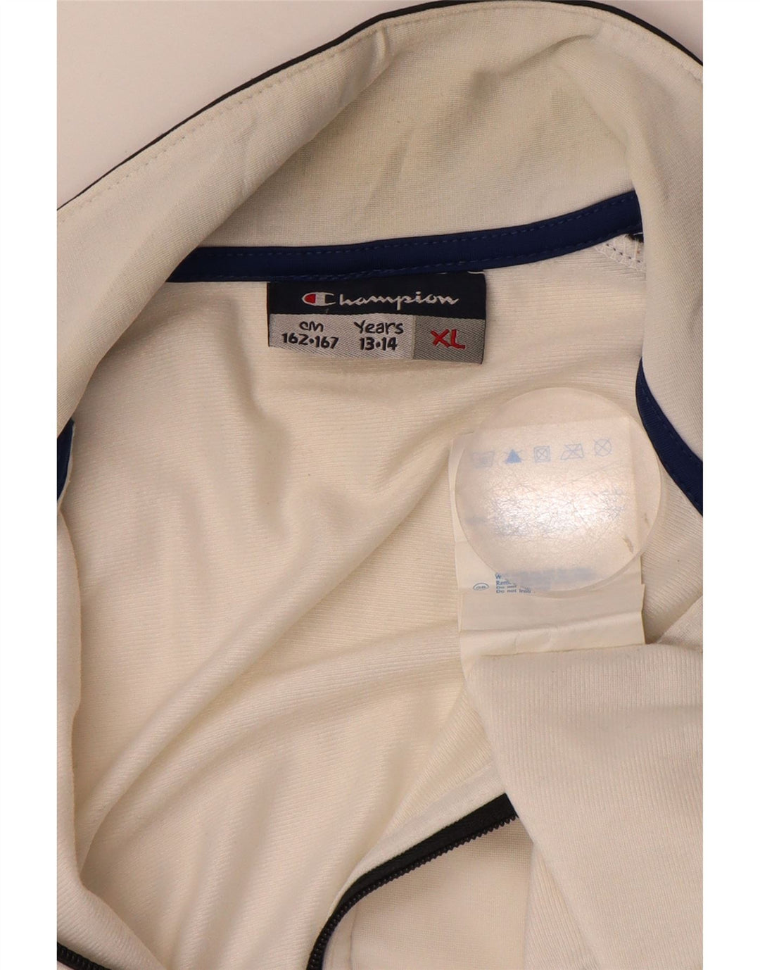 CHAMPION Boys Tracksuit Top Jacket 13-14 Years XL White Colourblock