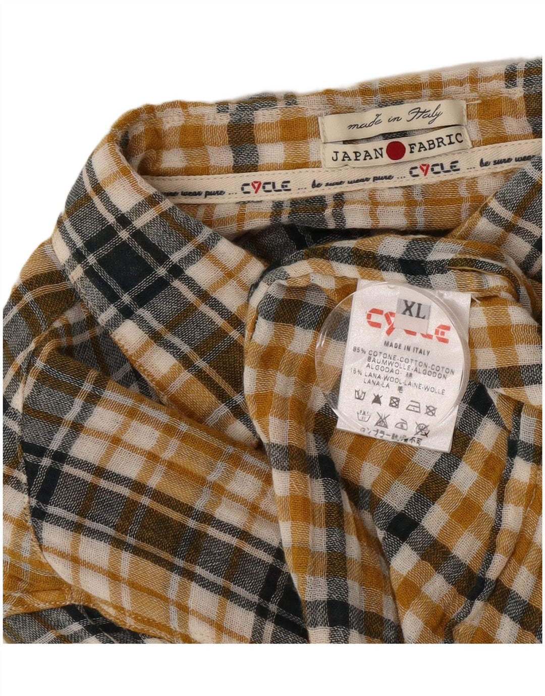 Cycle Mens Checked  Flannel Shirt XL Yellow Check Cotton