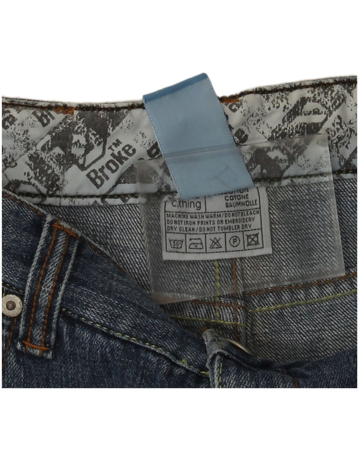 Vintage Mens Graphic Denim Cargo Shorts W29 Small Blue Cotton