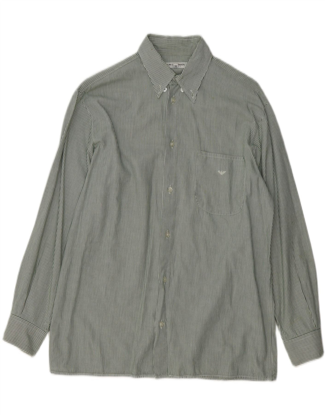 GIORGIO ARMANI Boys Shirt 11-12 Years Green Pinstripe Cotton