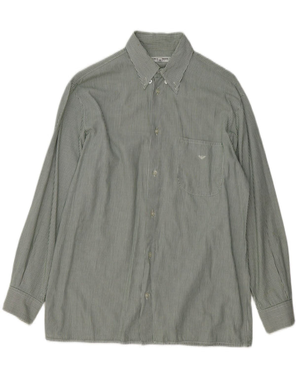 GIORGIO ARMANI Boys Shirt 11-12 Years Green Pinstripe Cotton