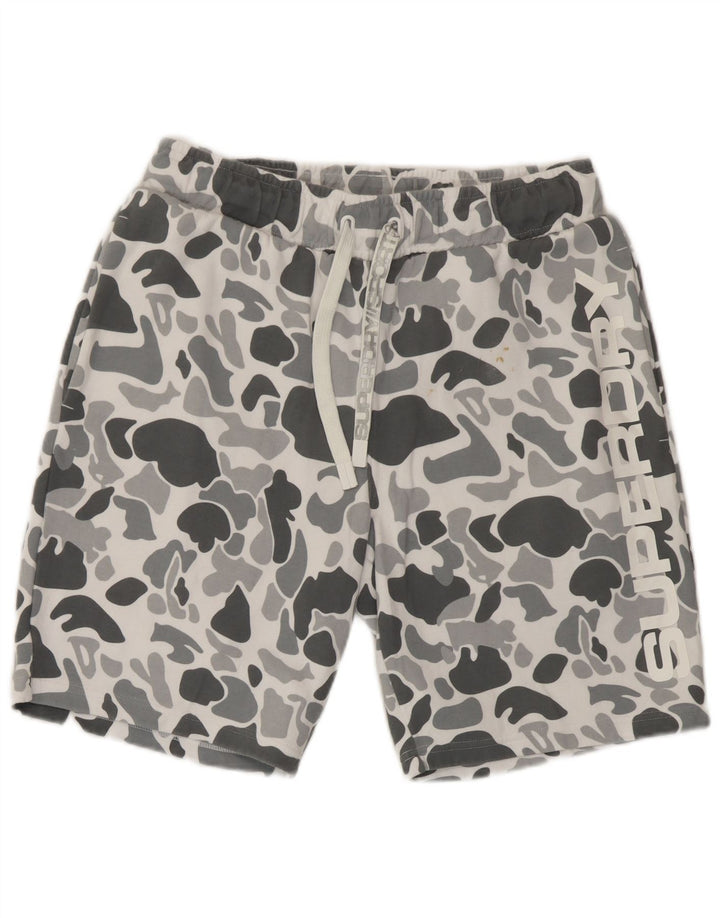 Superdry Mens Graphic Sport Shorts Medium  Grey Camouflage Cotton