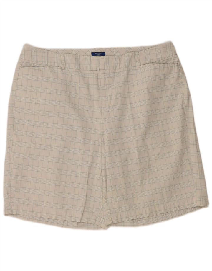 Dockers Womens Bermuda Shorts W38 XL Off White Plaid