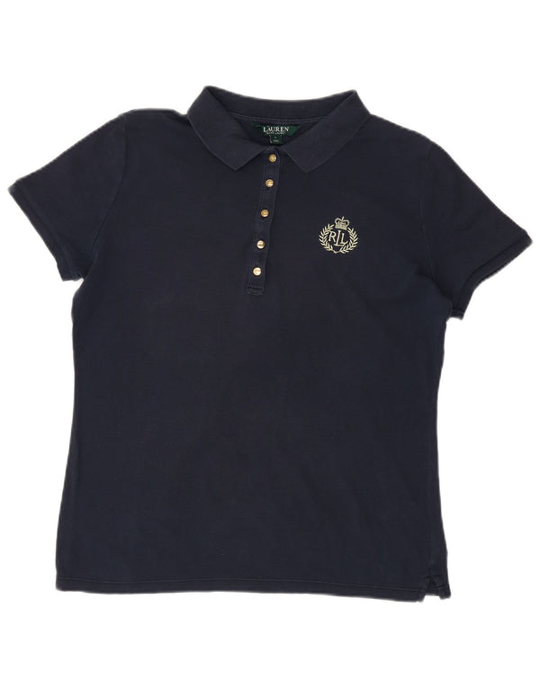 Ralph Lauren Womens Polo Shirt UK 16 Large Navy Blue Cotton