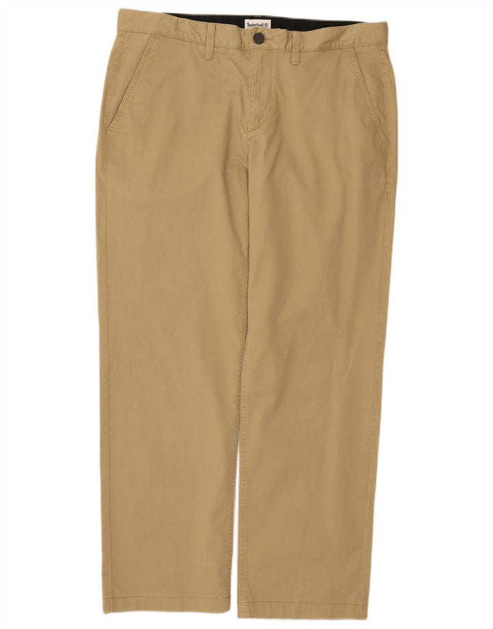 Timberland Mens Straight Chino Trousers W36 L32 Khaki