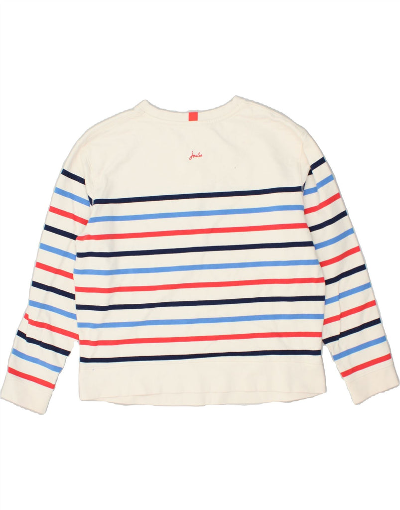 JOULES Womens Loose Fit Sweatshirt Jumper UK 14 Large White Striped Cotton | Vintage Joules | Thrift | Second-Hand Joules | Used Clothing | Messina Hembry 