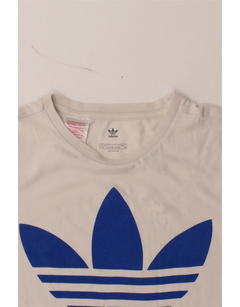 ADIDAS Boys Graphic T-Shirt Top 14-15 Years White Cotton Vintage Adidas and Second-Hand Adidas from Messina Hembry 