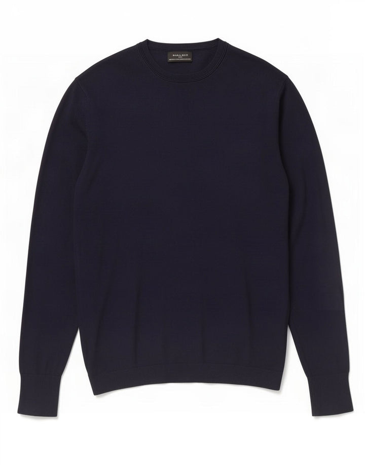 Zara Mens Crew Neck Jumper Sweater Medium Navy Blue Viscose