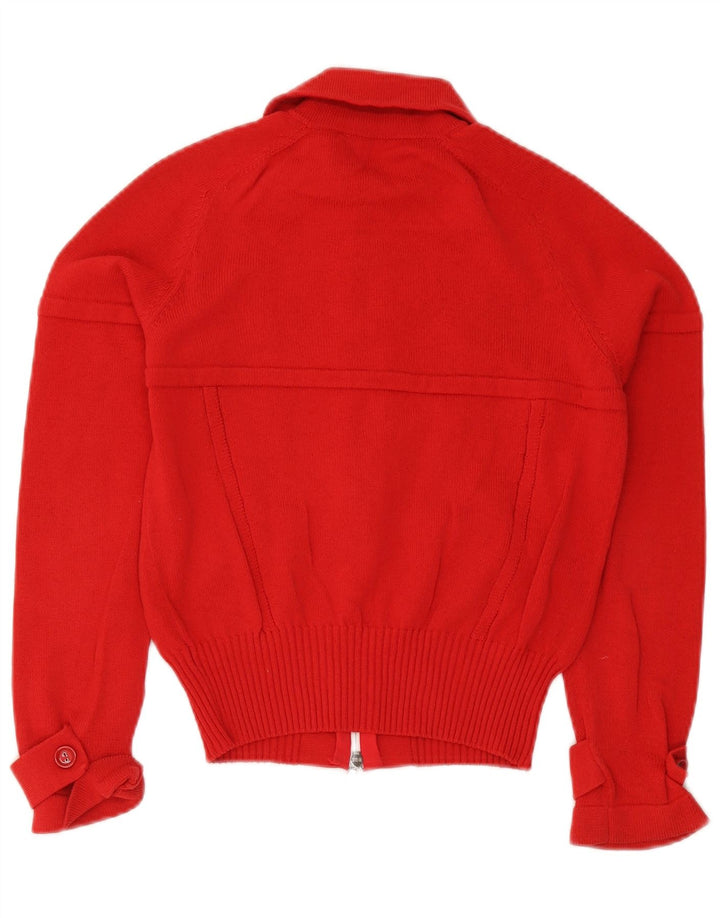 D. Exterior Womens Crop Cardigan Sweater UK 12 Medium Red Cotton