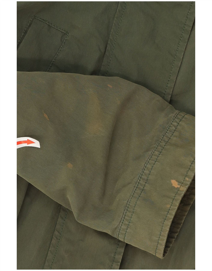 Tommy Hilfiger Womens Hooded Parka Jacket UK 14 Medium Green Cotton
