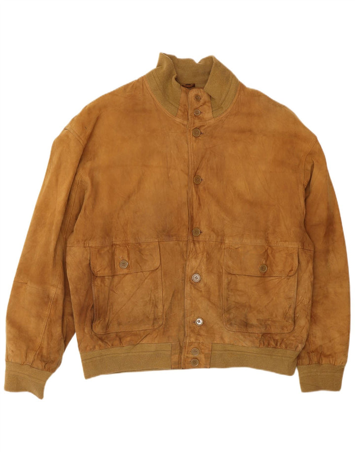 Conbipel Mens Suede Jacket Size 58 2XL Beige Leather