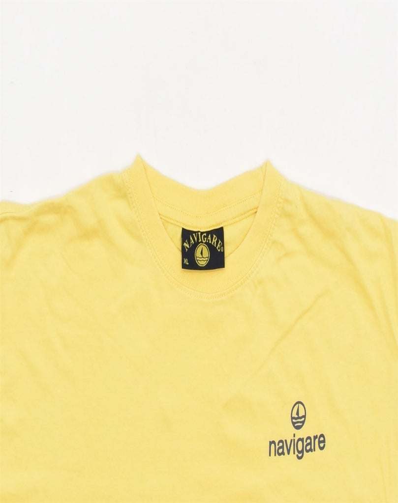 NAVIGARE Mens T-Shirt Top XL Yellow Cotton | Vintage | Thrift | Second-Hand | Used Clothing | Messina Hembry 