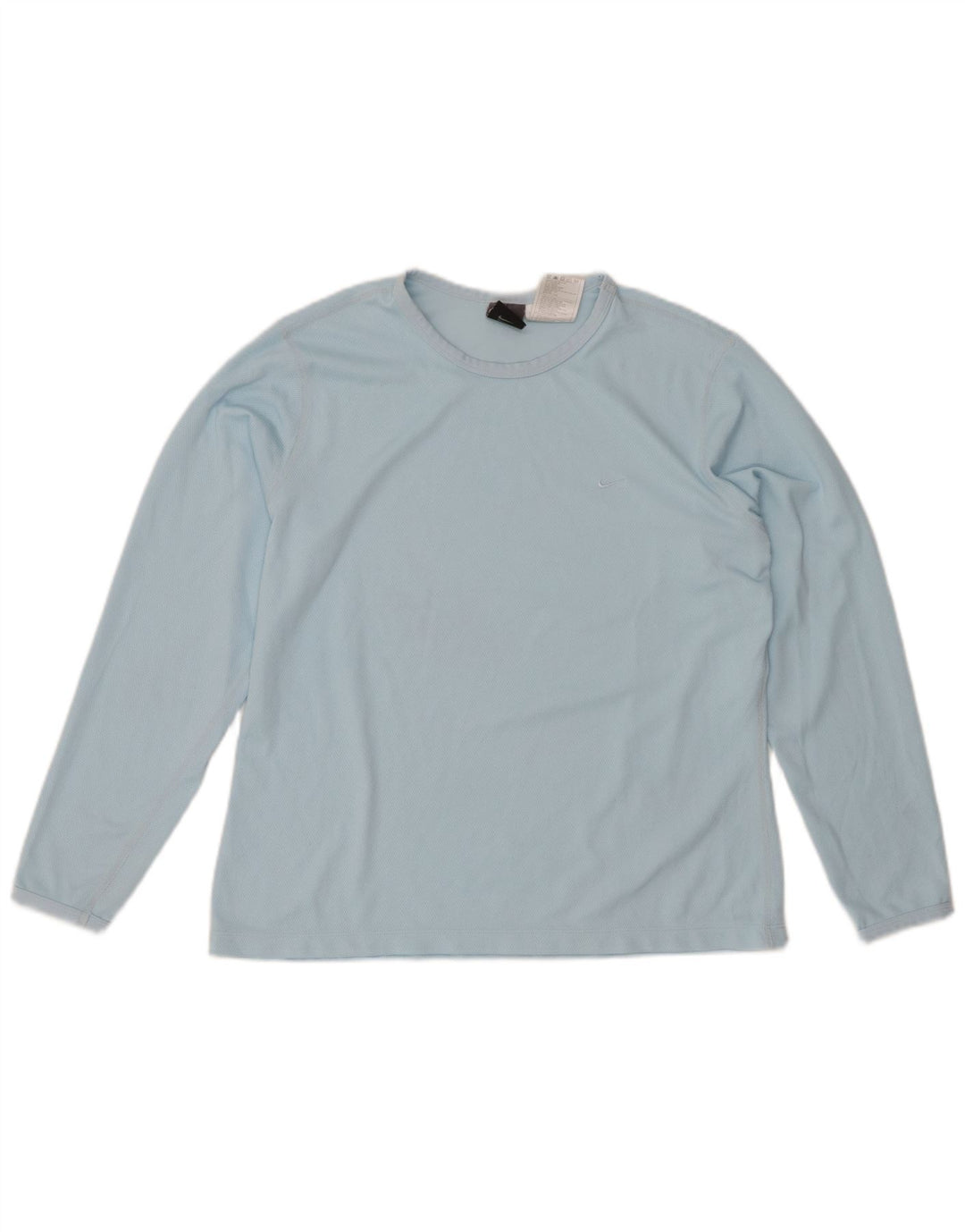 NIKE Womens Dri Fit Top Long Sleeve US 12/14 Large Blue Polyester