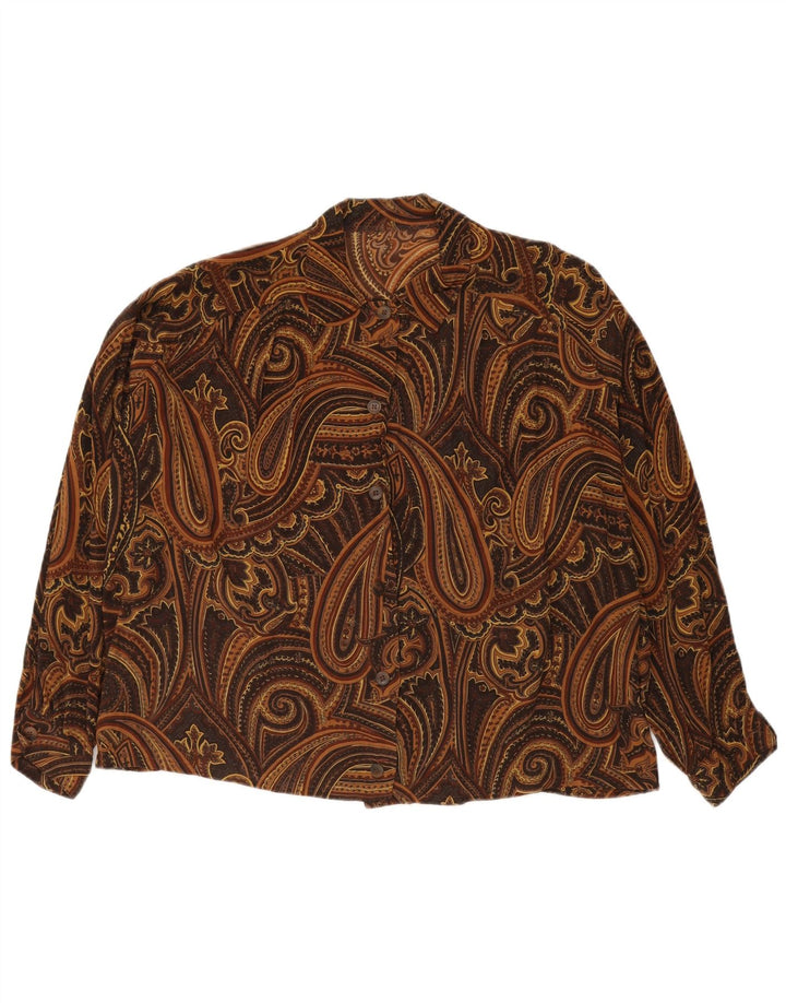VINTAGE Womens Shirt Blouse UK 18 XL Brown Paisley