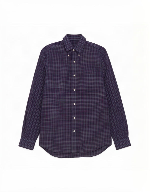 Nautica Mens Shirt Small Navy Blue Check Cotton