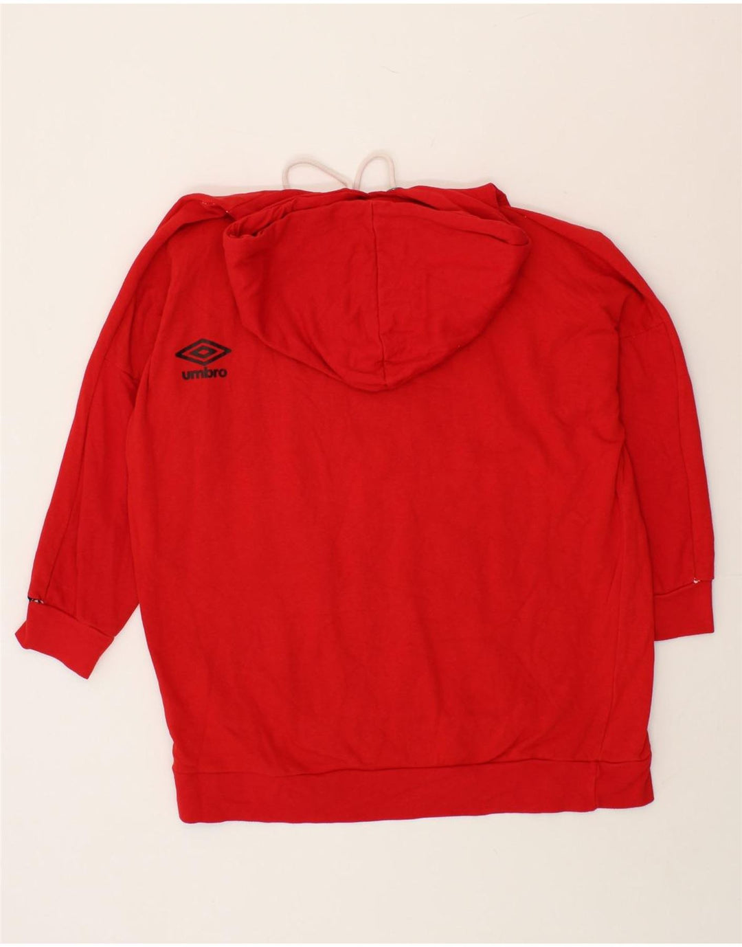 UMBRO Womens Oversized Graphic Hoodie Jumper UK 14 Medium Red Cotton Vintage Umbro and Second-Hand Umbro from Messina Hembry 