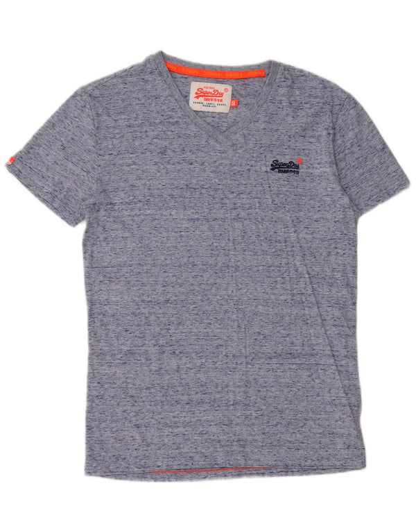 Superdry Mens T-Shirt Top Small Blue Flecked Cotton